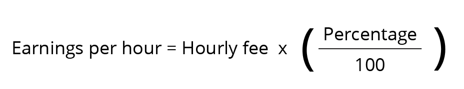 An equation showing how to calculate commission based rates