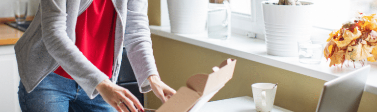 woman filling a box