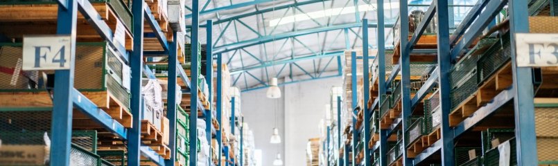 view of shelves in a warehouse