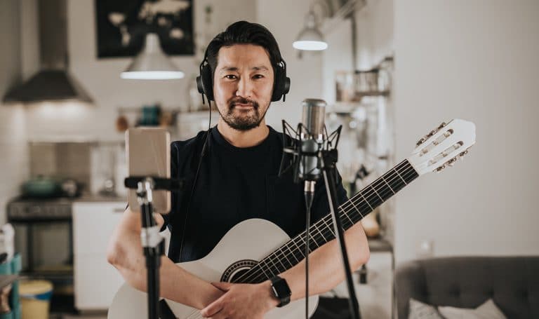 musician practicing at home