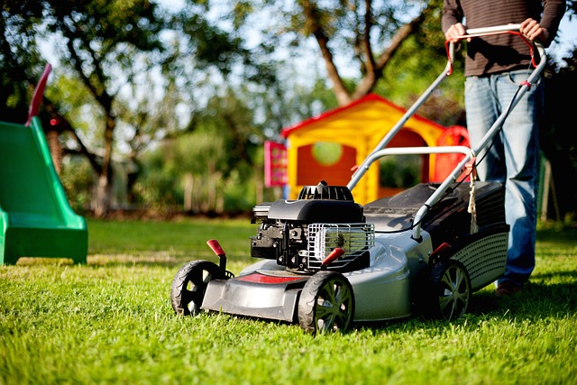 a lawn mower on a lawn