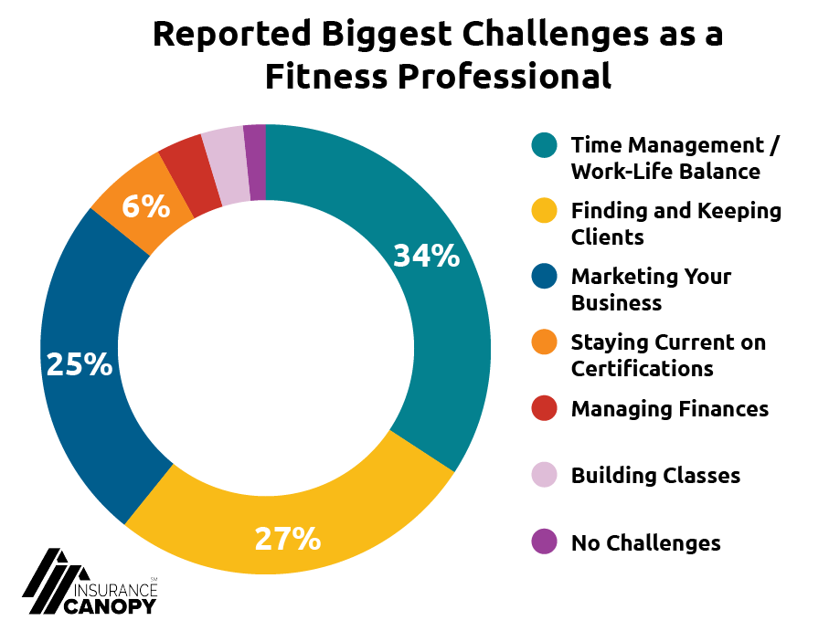 Graph of the biggest challenges for Fitness Professionals.