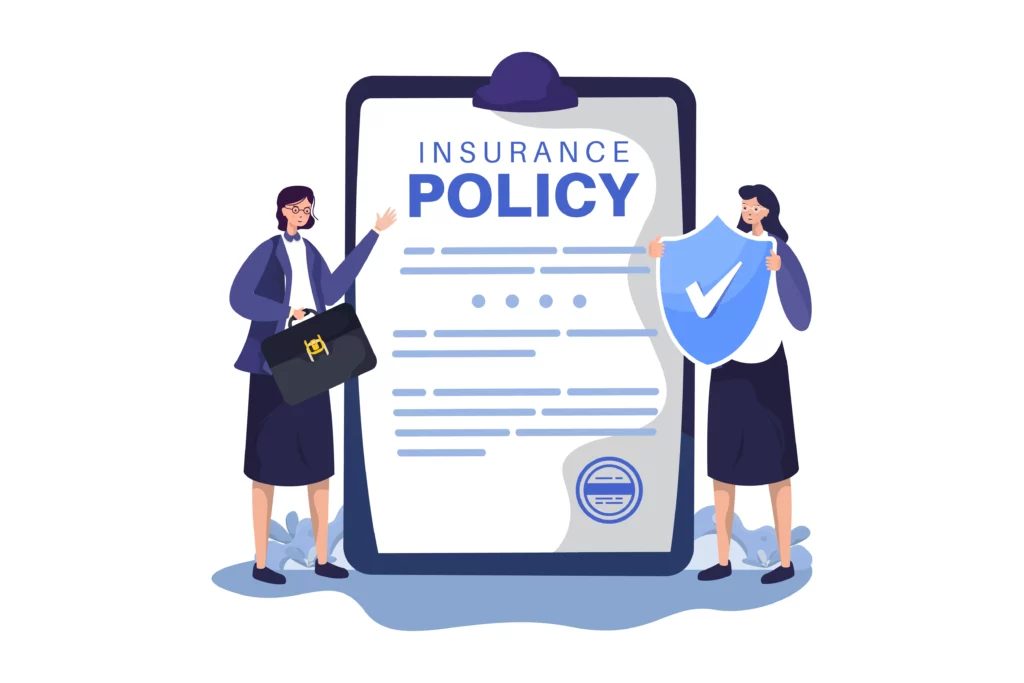 Illustration of insurance policy clipboard; Horizontal