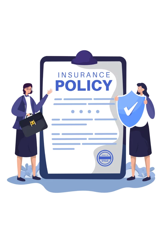 Illustration of insurance policy clipboard; Vertical